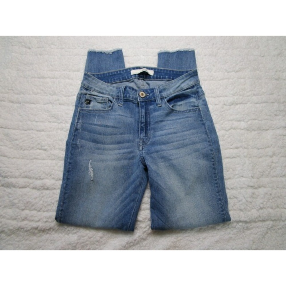 Kancan SAMPLE Womens Jeans Waist 25 Inseam 25.5 Light Wash Distressed Raw Hem